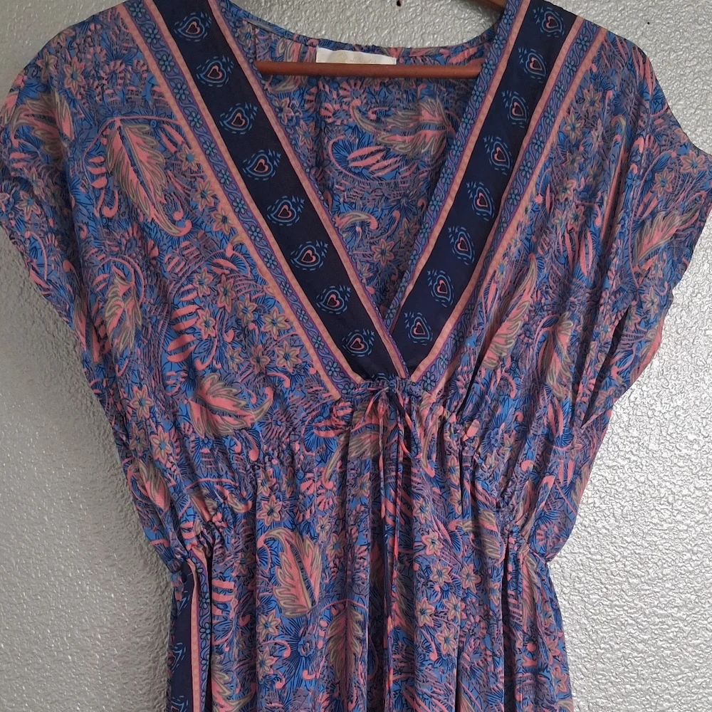 Life Art 100% Silk Maxi Dress With Tassels